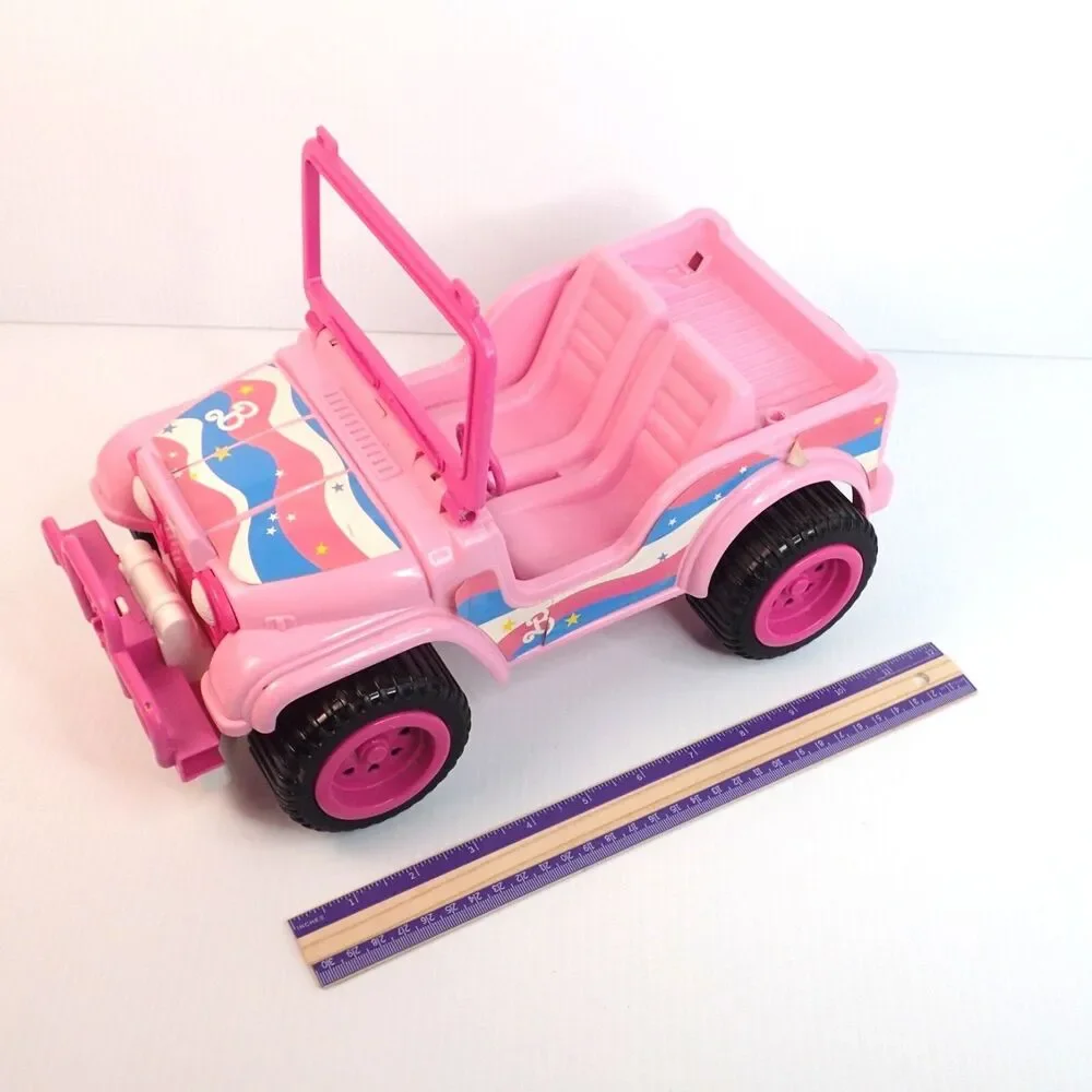 Vintage Barbie Pink Plastic Jeep Pink Rims Black Wheels NO Canopy Top
